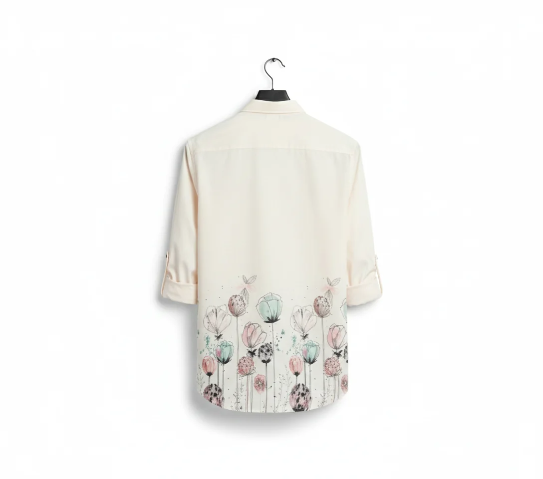 White Floral Printed Half Sleeve Shirt for Men