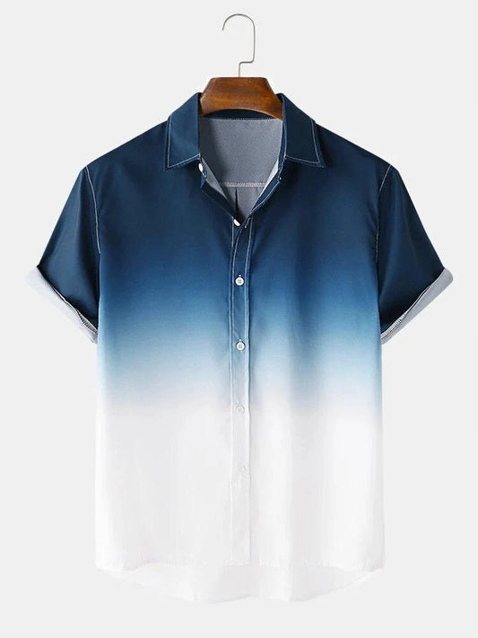 Blue White Ombre Short Sleeve Shirt